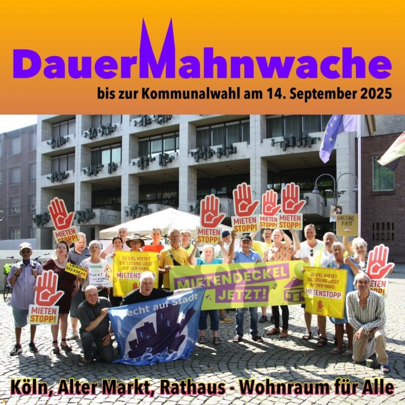 Dauermahnwache Foto auf dem Alter Markt bis zur Kommunalwahl am 14. September 2025